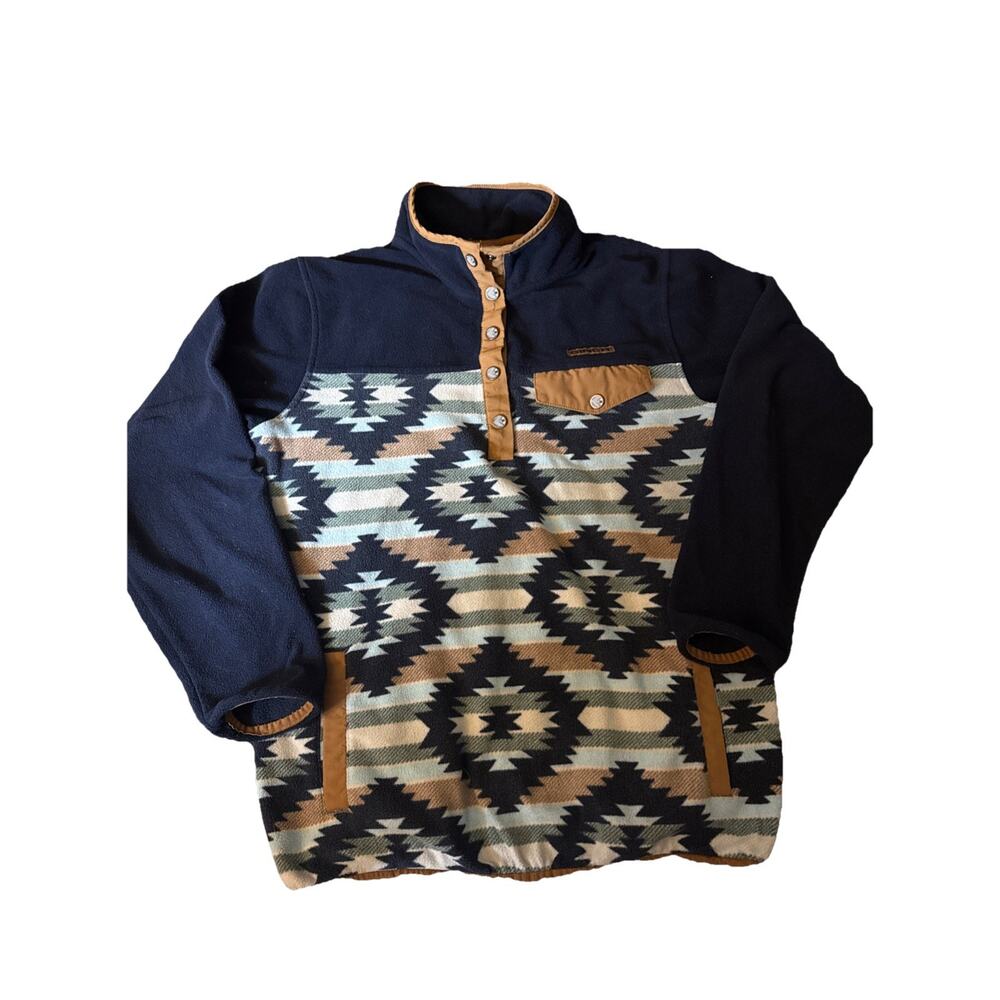 Women Cinch Western Aztec Fleece Pullover Medium Snap Front Southwestern Jacket
